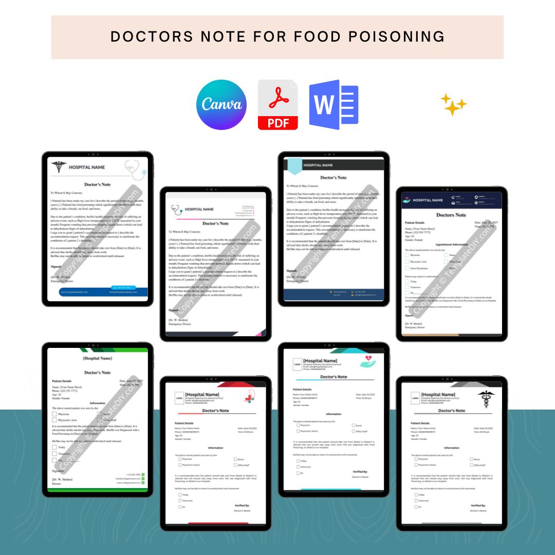 Doctors Note for Food Poisoning Template Printable in PDF & Word