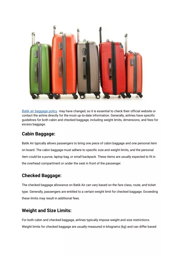 PPT - Luggage regulations for Batik Airlines PowerPoint Presentation, free download - ID:12857538